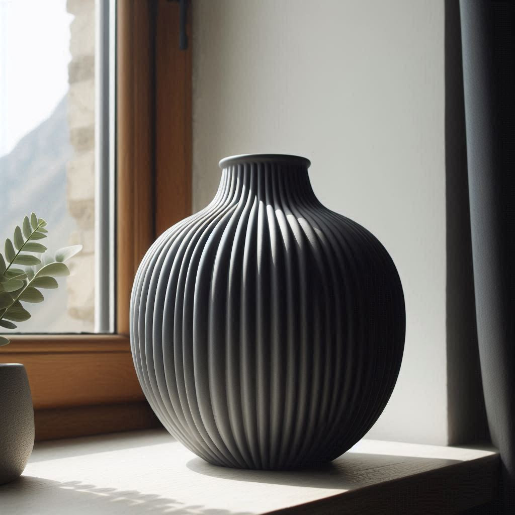 Modern Contemporary Ribbed Vase